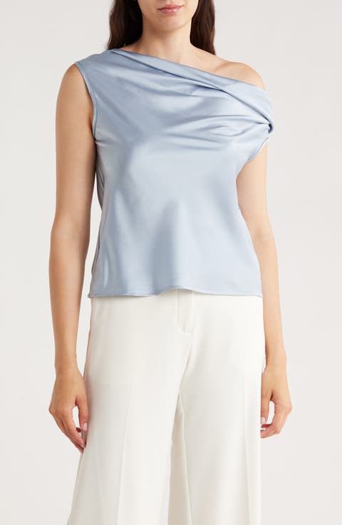 One-Shoulder Satin Tank