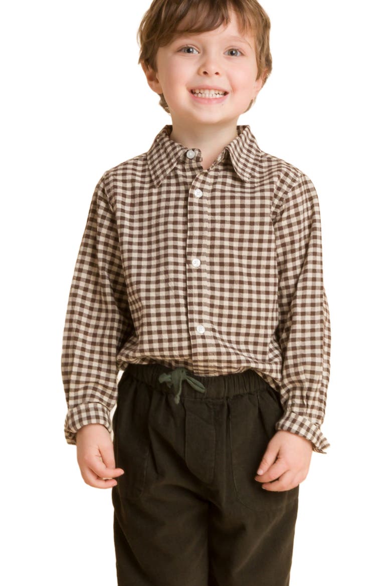 Boys Collar Shirt, Main, color, Brown Check