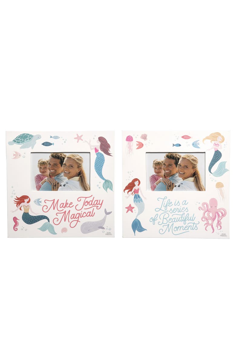 Mermaid Wooden 4x6 Photo Picture Frames Assortment of 2, Main, color, White