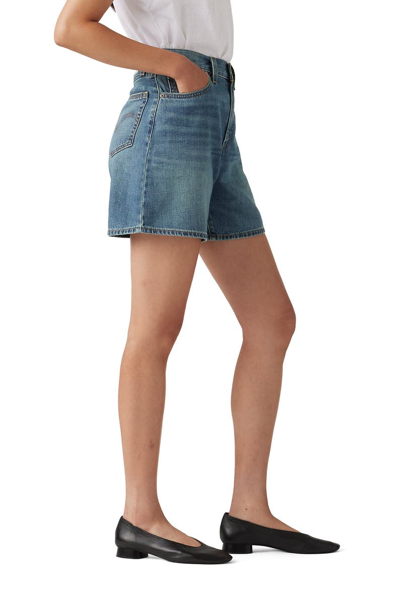 Baggy High Waist Cotton & Linen Denim Shorts, Alternate, color, STOP FLAXING SHORT