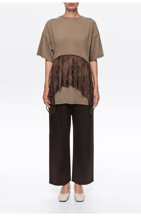 Lace Ruffle Oversized T-shirt