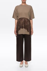 BIMBA Y LOLA Lace Ruffle Oversized T-shirt