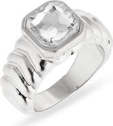 NORDSTROM RACK Crystal Ribbed Signet Ring