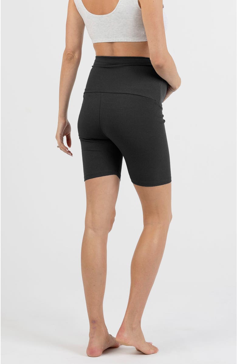 Angel Maternity Rib Maternity Bike Shorts, Alternate, color, Black