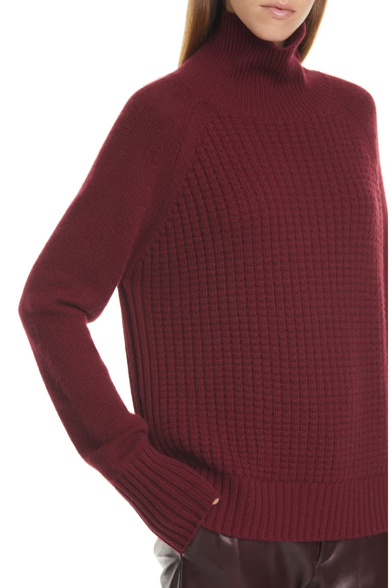 Houston Cashmere Turtleneck Sweater, Alternate, color, MERLOT
