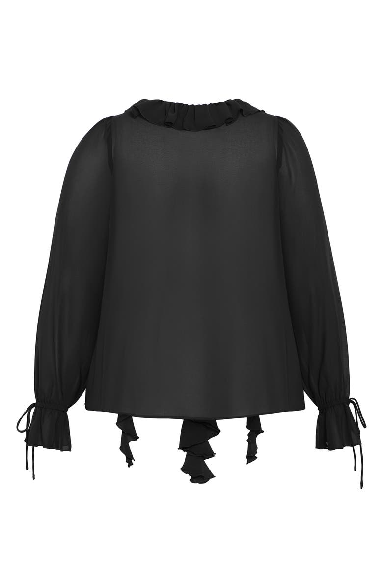 City Chic Felix Ruffle Long Sleeve Tiered Dress, Alternate, color, Black
