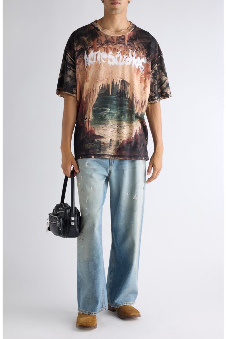 Eresa Cave Distressed Graphic T-Shirt, Alternate, color, BLACK/ RUST BROWN