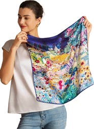 SILKSILKY Pure silk colored square scarf