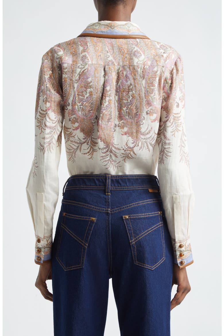 Alchemy Paisley Ramie Button-Up Shirt, Alternate, color, CREAM PAISLEY