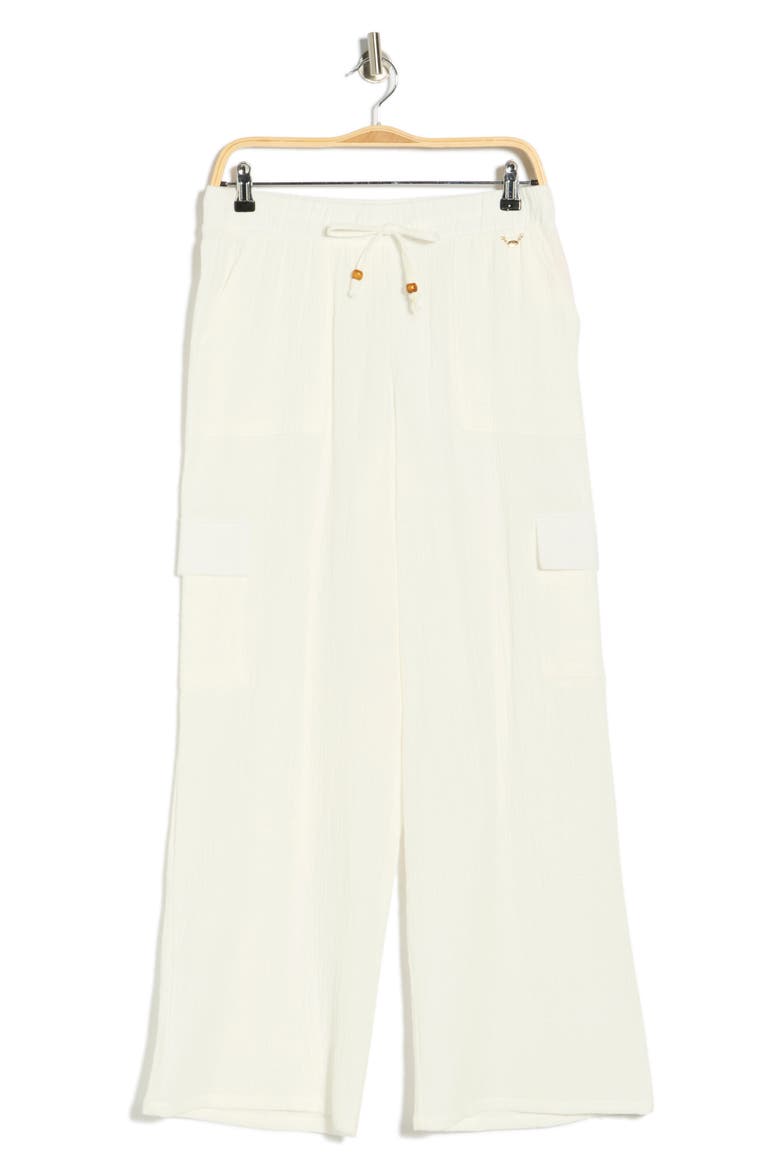 Gauze Cargo Pants, Alternate, color, WHITE
