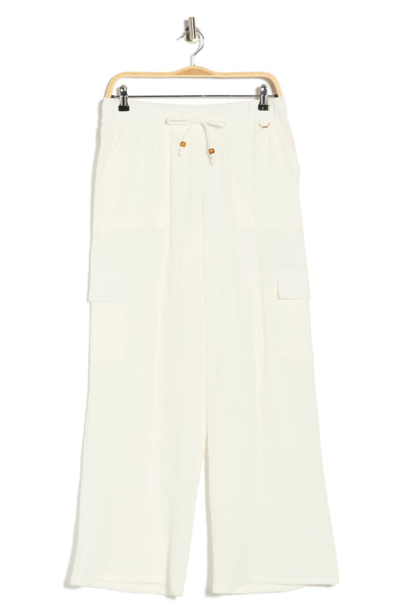 Betsey Johnson Gauze Cargo Pants, Main, color, White