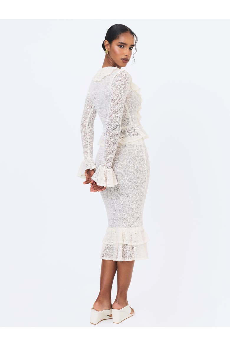Urvi Crochet Ruffle Midi Skirt, Alternate, color, White
