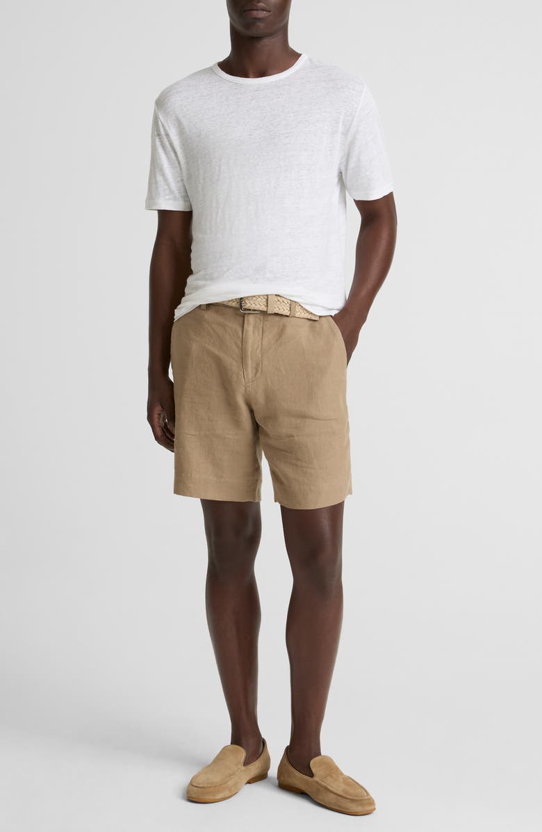 Vince Flat Front Slub Hemp Chino Shorts, Alternate, color, Teak