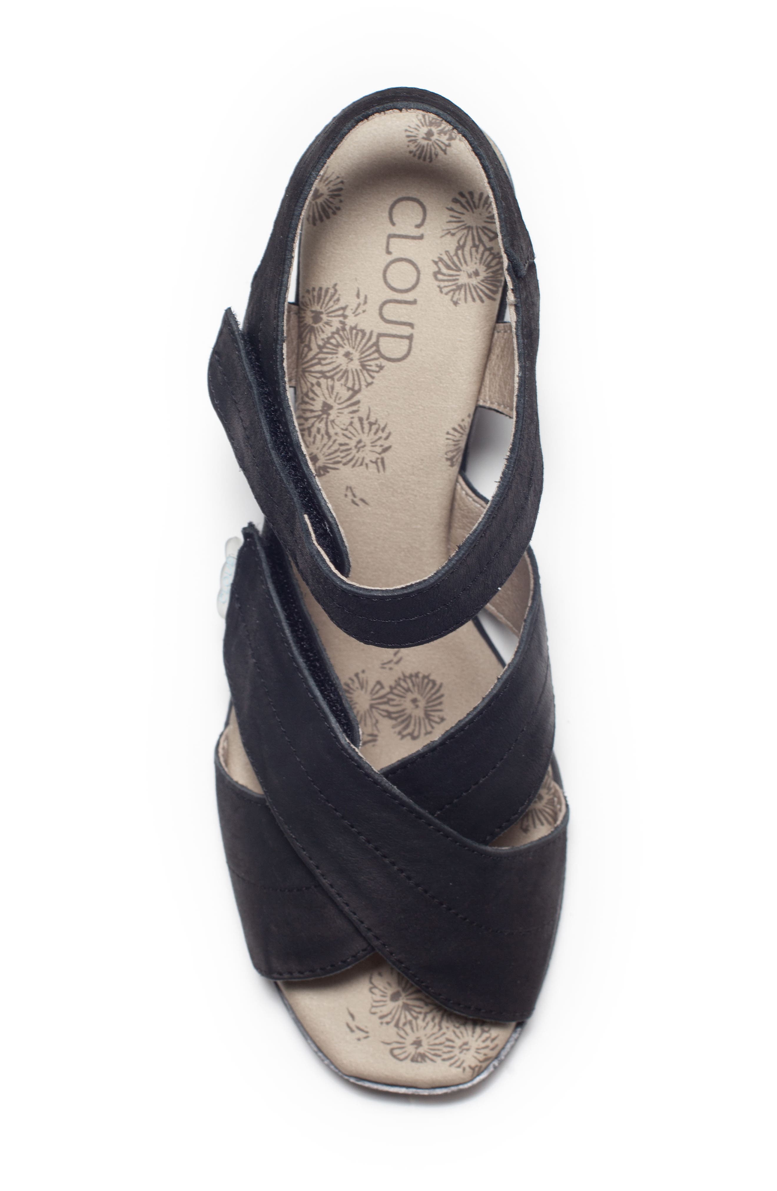 CLOUD Shine Block Heel Sandal, Alternate, color, Black Distress