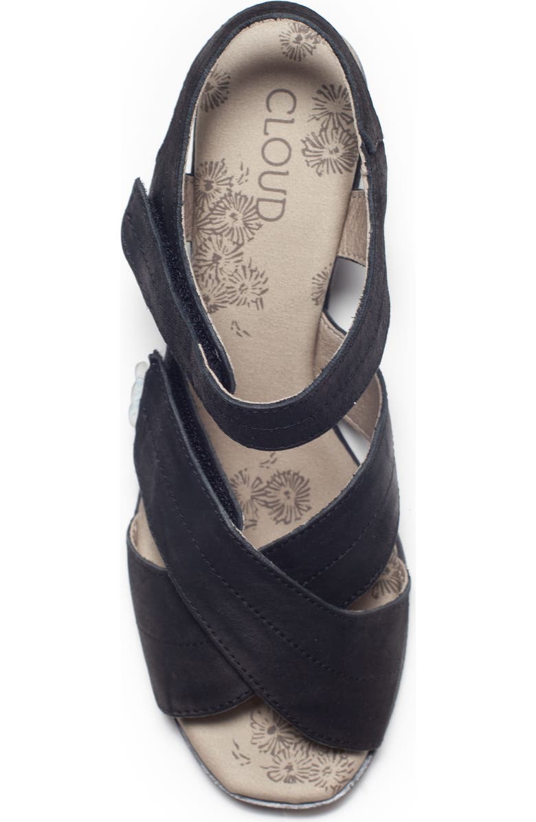 CLOUD Shine Block Heel Sandal, Alternate, color, Black Distress