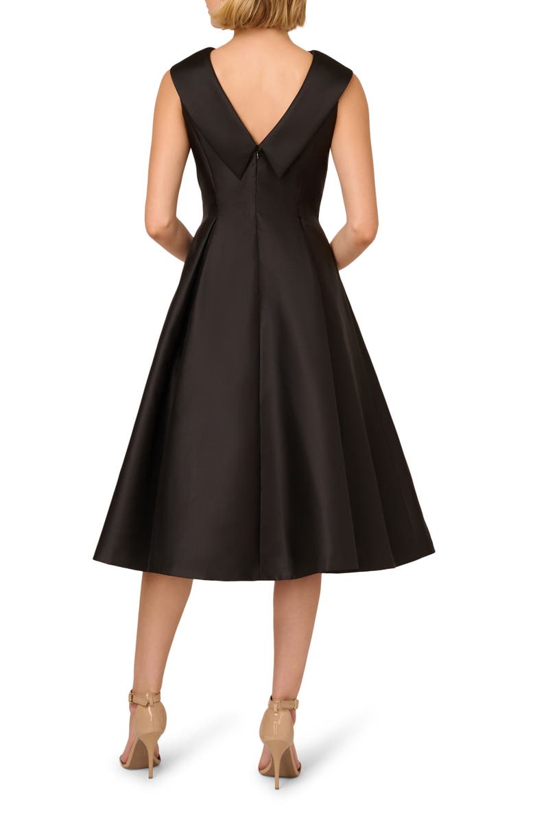 Adrianna Papell Roll Neck Mikado Fit & Flare Dress, Alternate, color, Black