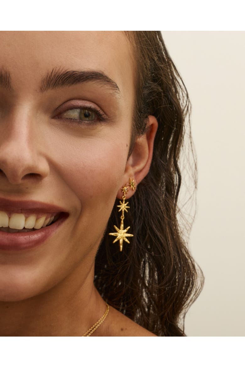 Star Drop Earrings, Alternate, color, Gold