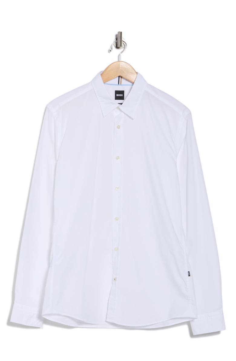 BOSS Roan Kent Cotton Button-Up Shirt, Alternate, color, White