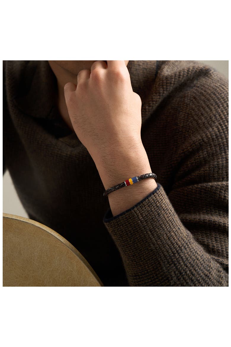Men's Everett Woven Leather Bracelet, Alternate, color, BROWN