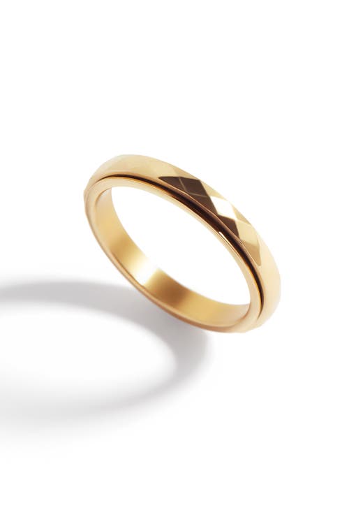 Mint & Lily Dainty Hammered Band Spinning Fidget Ring In Gold