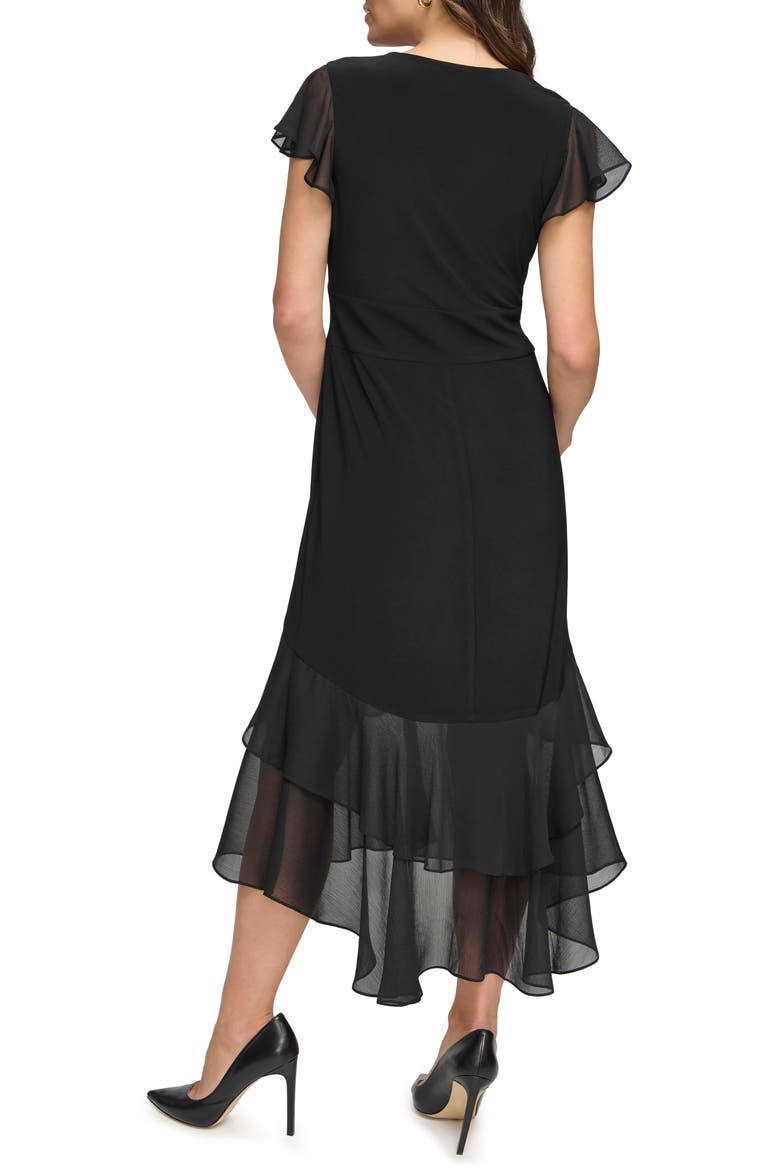 Mixed Media High-Low Dress, Alternate, color, BLACK
