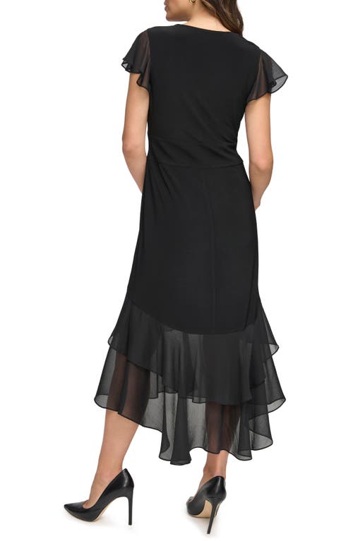 Tommy Hilfiger Mixed Media High-low Dress In Black