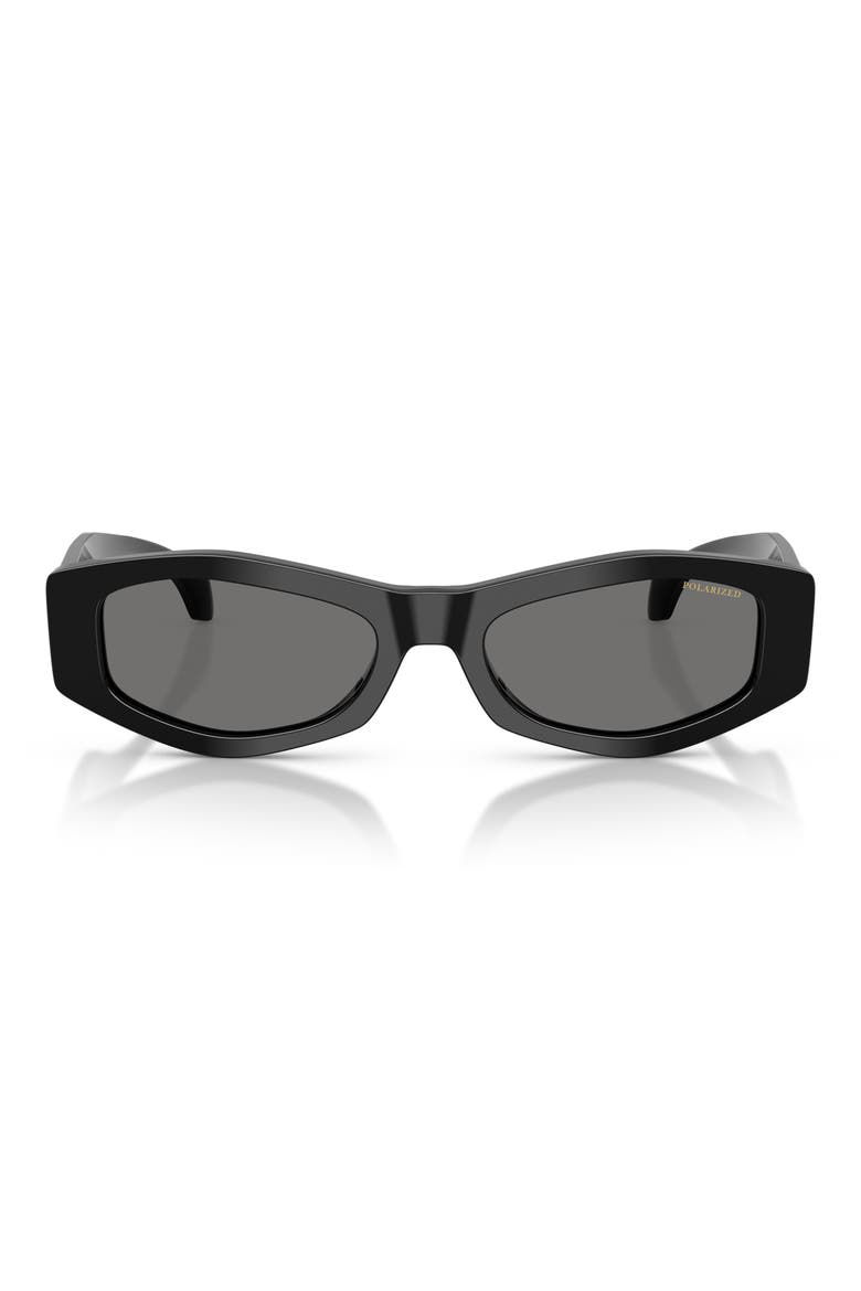 54mm Polarized Irregular Sunglasses, Main, color, BLACK/ DARK GREY POLAR