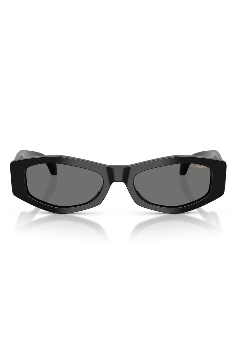 Versace 54mm Polarized Irregular Sunglasses, Main, color, Black/ Dark Grey Polar