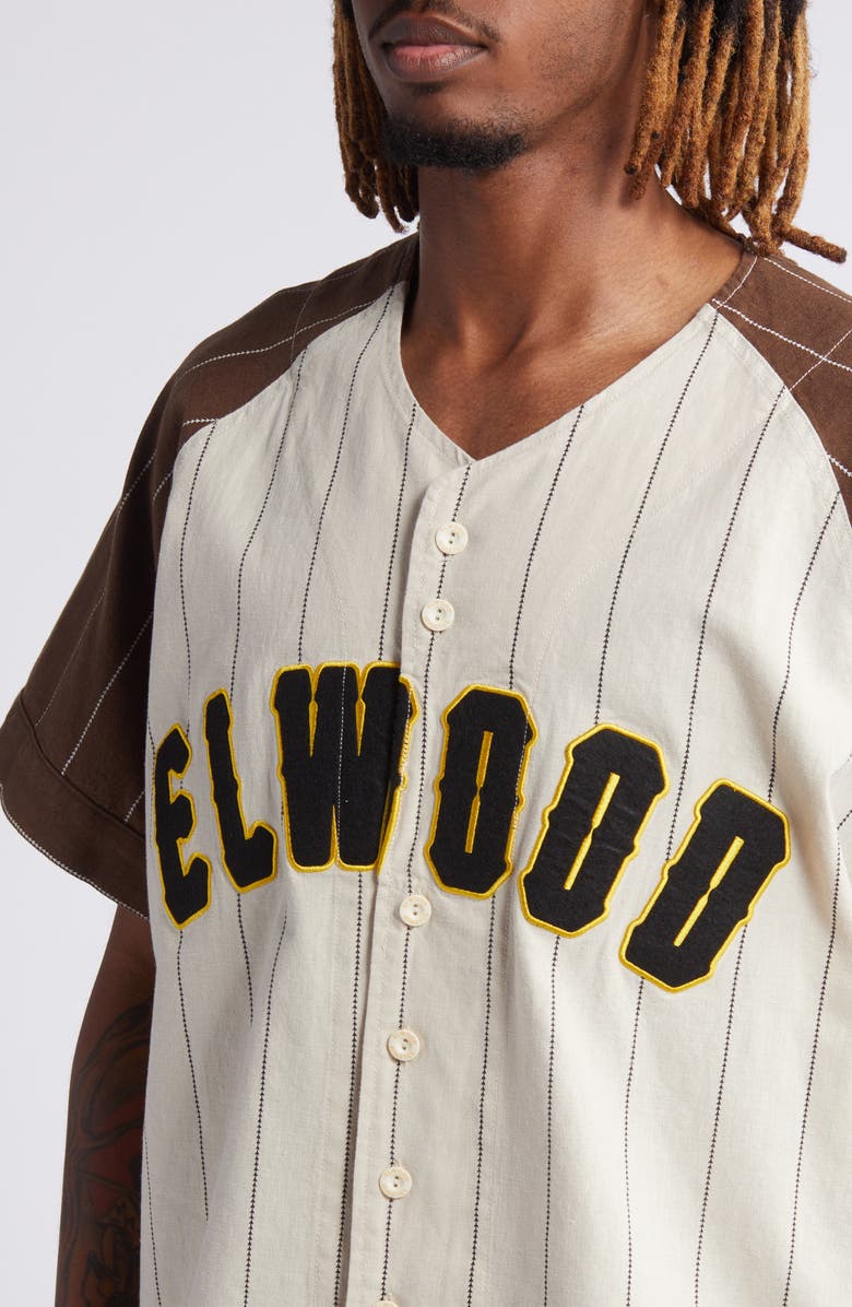 Elwood Logo Linen Blend Baseball Jersey, Alternate, color,