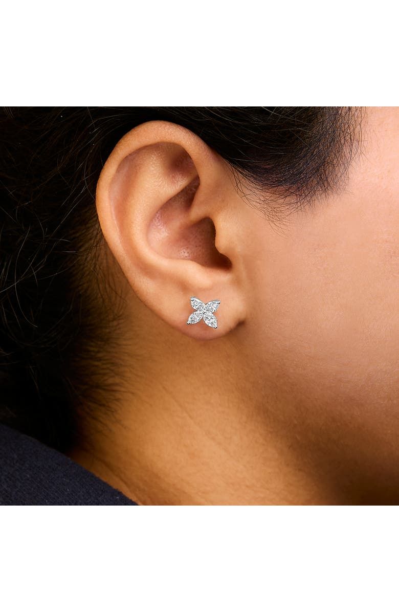 Haus of Brilliance 14K White Gold 1.0 Ct Lab Grown Marquise Diamond 8 Stone Floral Leaf Stud Earrings, Alternate, color, White