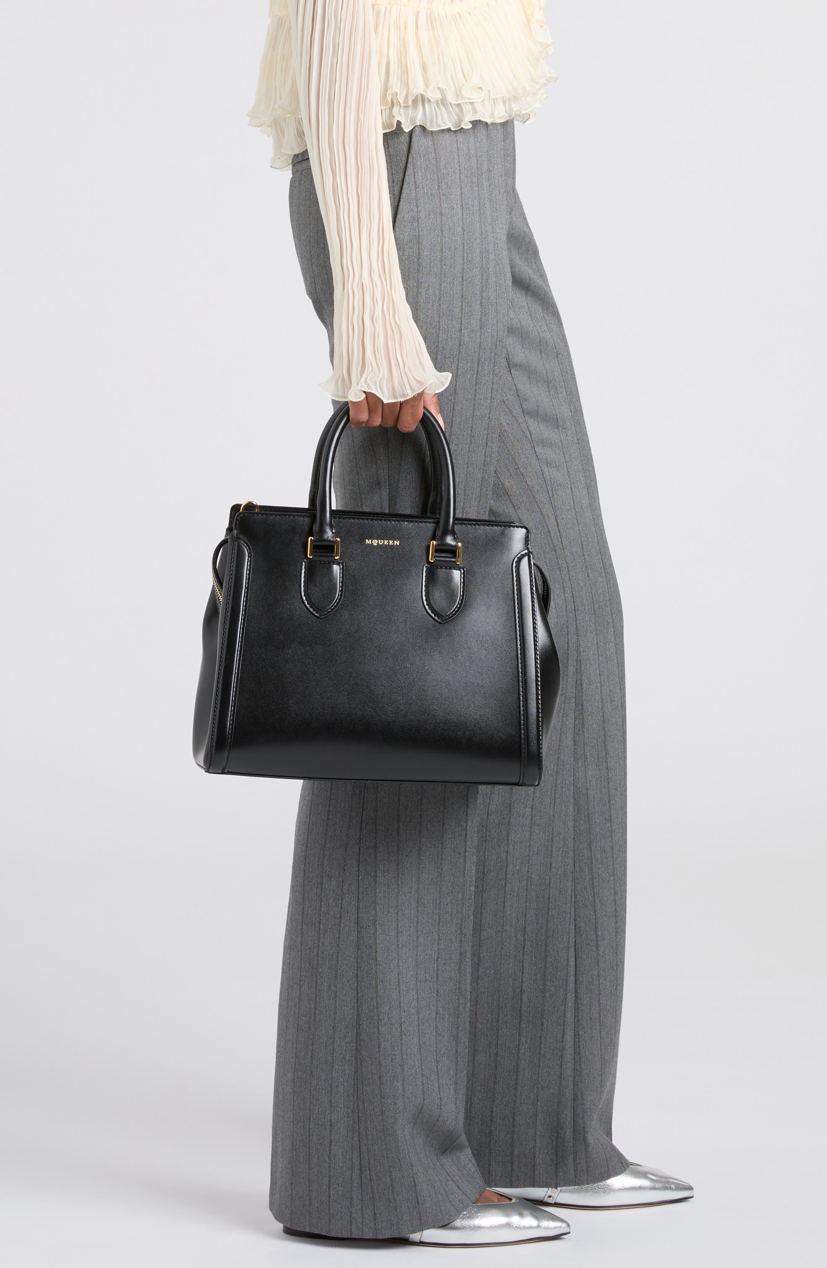 McQueen Large Birdee Boston Handbag, Alternate, color, 