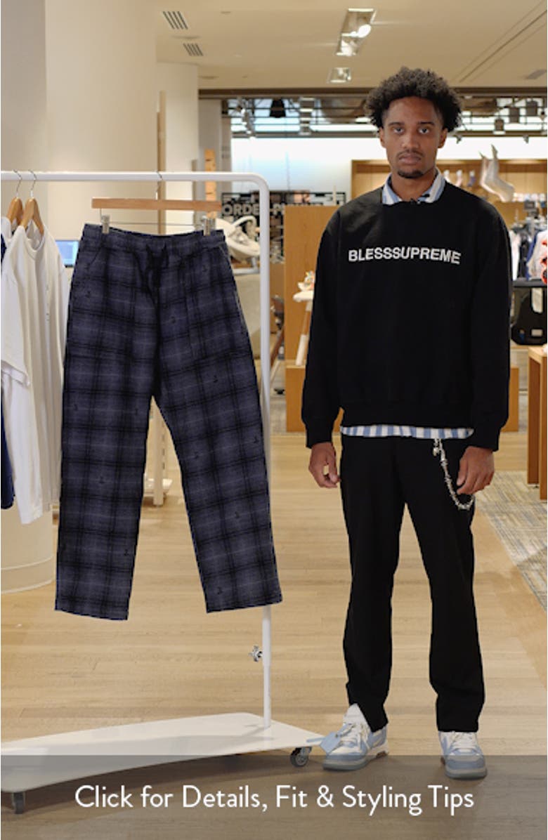 Thistle Plaid Organic Cotton Drawstring Chef Pants, sales video thumbnail