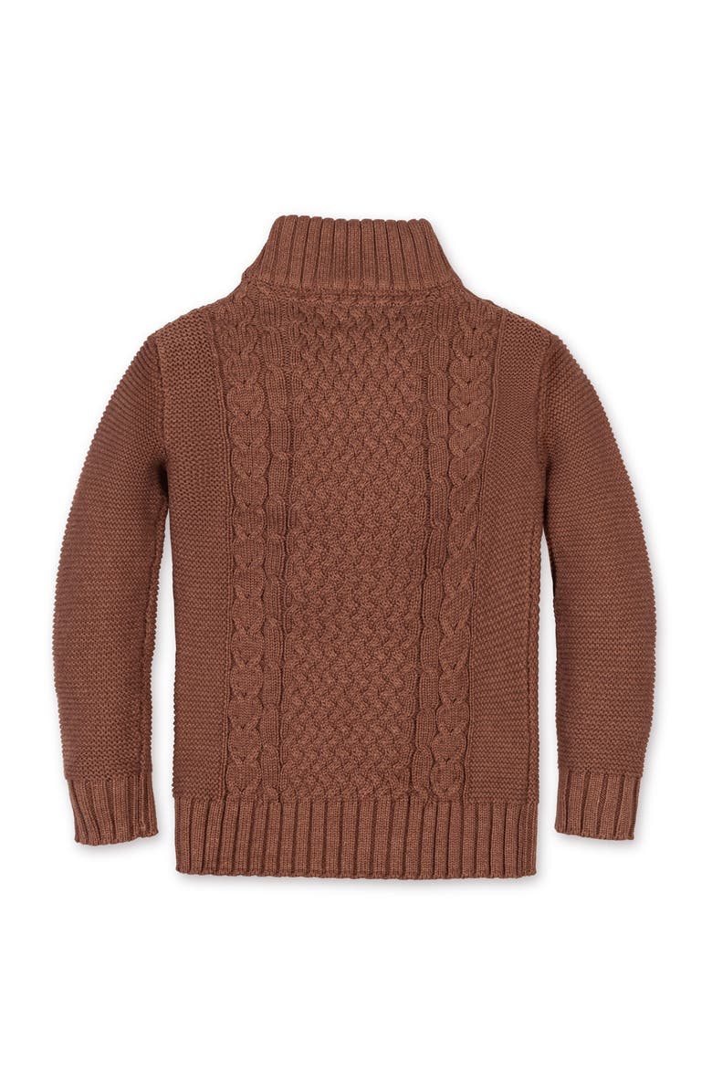 Hope & Henry Kids' Organic Mock Neck Cable Sweater, Alternate, color, Cinnamon Heather