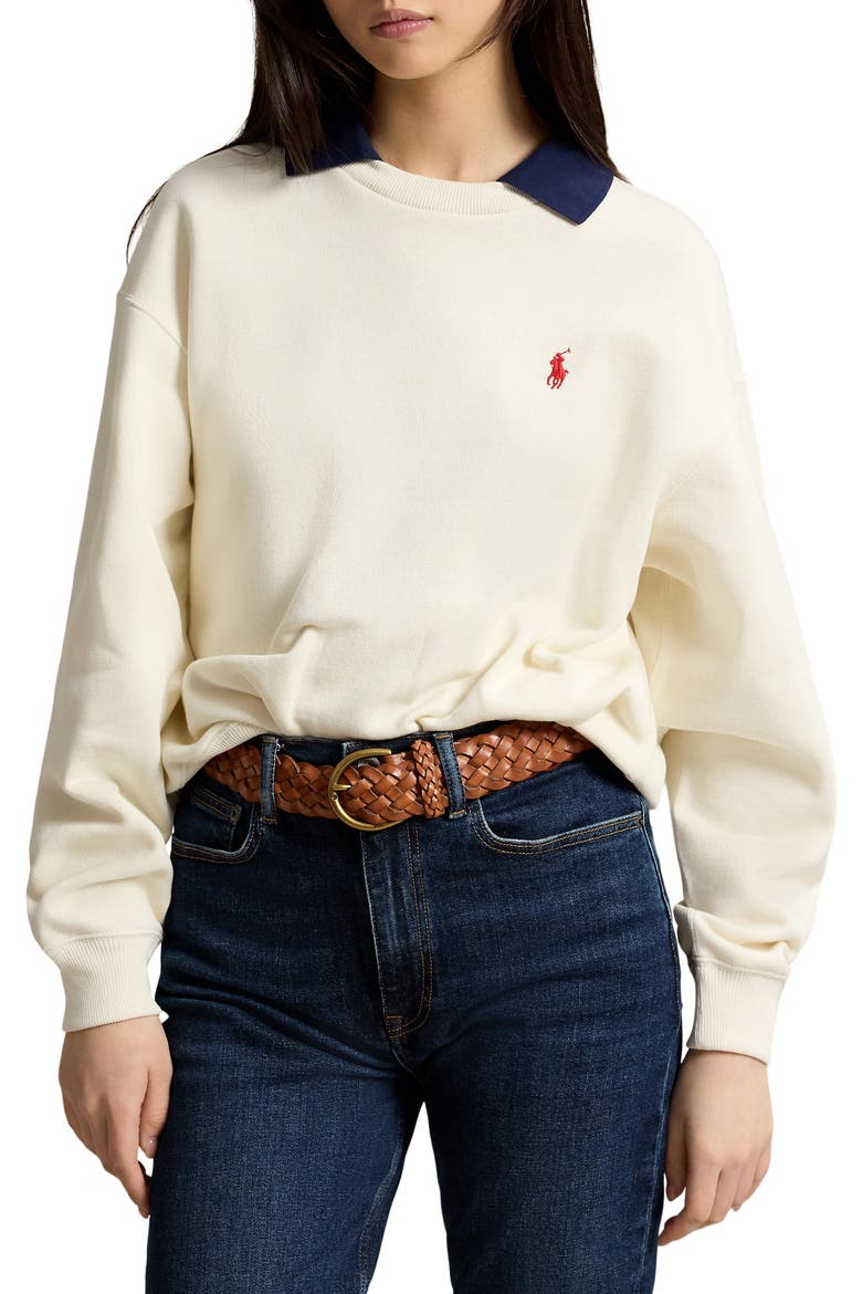 Fleece Sweatshirt, Main, color, WARM WHITE