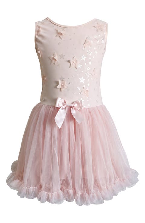 Kids' 3D Star Appliqué Tulle Party Dress (Toddler & Little Kid)