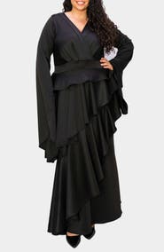 L I V D Zeta Ruffled Long Sleeve Drama Dress