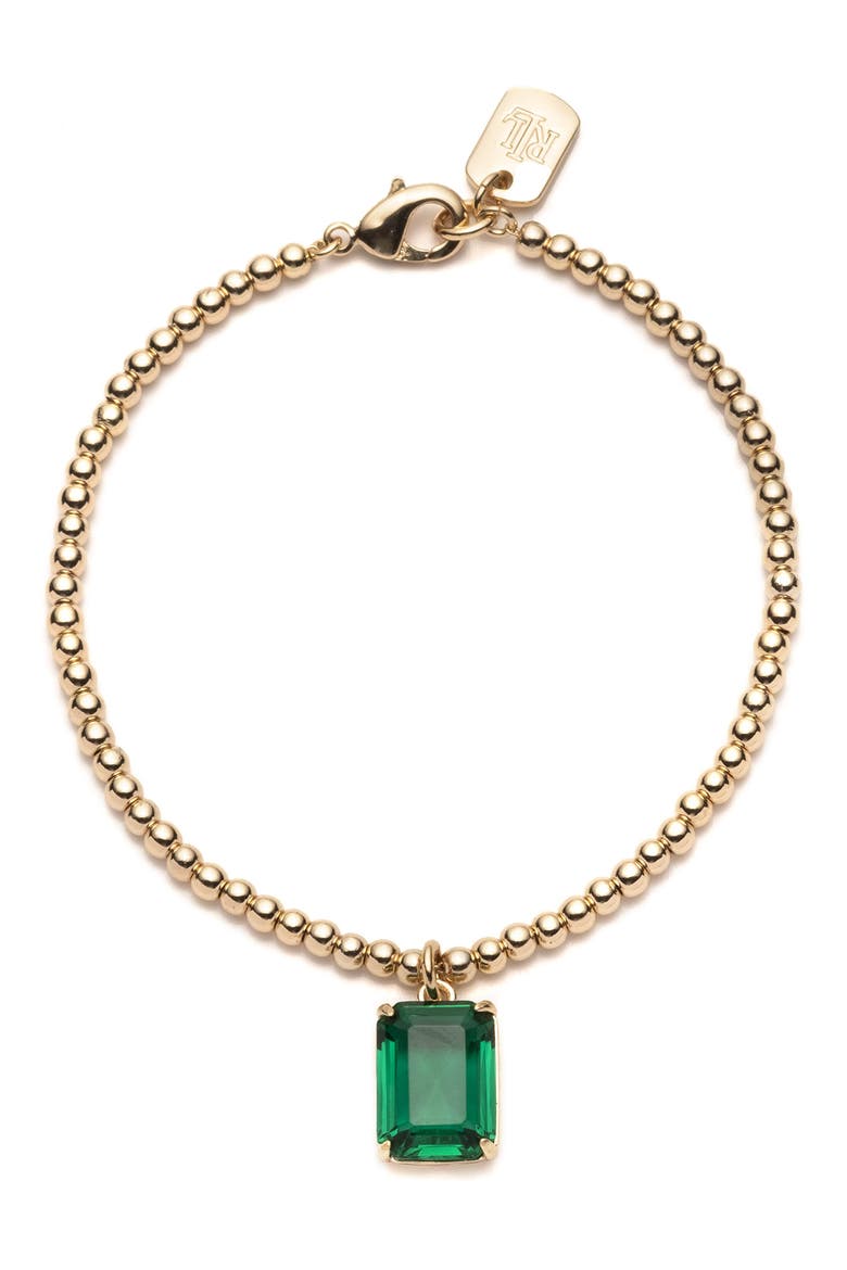 Beaded Imitation Crystal Charm Bracelet, Main, color, GOLD