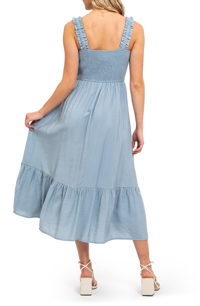 AUGUST SKY Smocked Empire Waist Midi Dress, Alternate, color, Light Teal