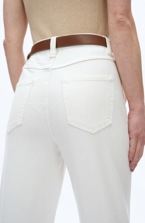 Bayeas High Waist Crop Relaxed Straight Leg Utility Jeans In White