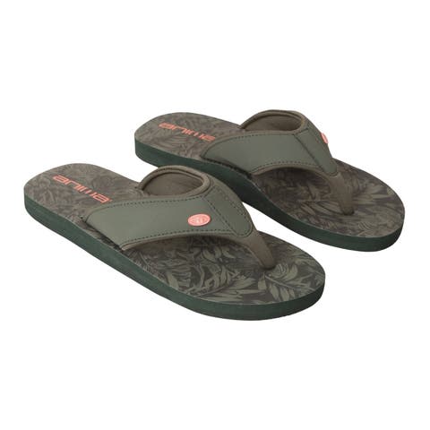 Swish Leaf Print Flip Flops