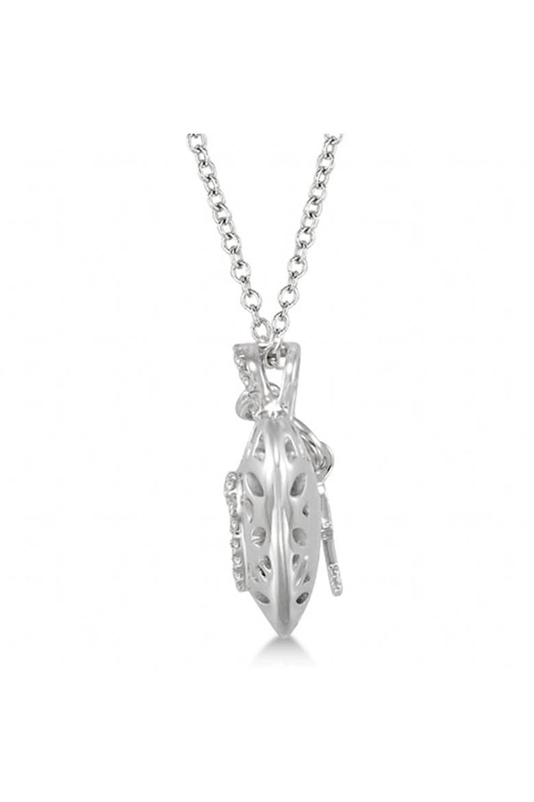Natural Diamond Heart Key and Lock Pendant Necklace Sterling Silver, Alternate, color, Diamond