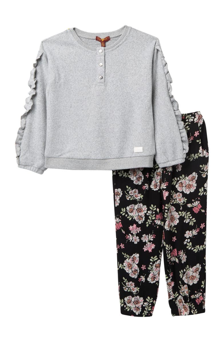 7 For All Mankind Ruffle Shirt & Leggings Set, Main, color,