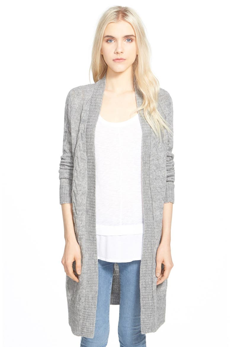 Open Front Cable Knit Duster, Main, color, SLATE