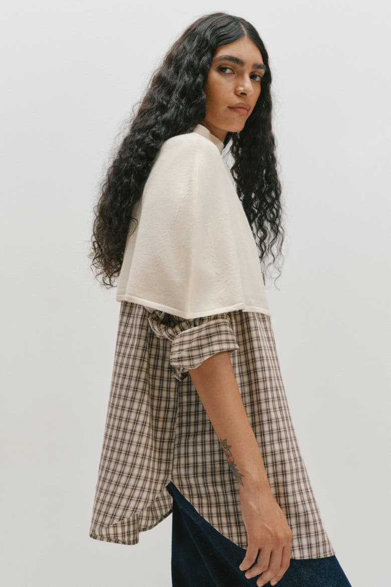 Mock Turtleneck Cape, Alternate, color, Cream