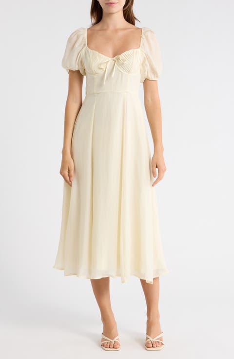 Puff Sleeve Midi Dress