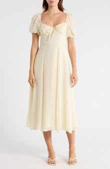 MOON RIVER Puff Sleeve Midi Dress
