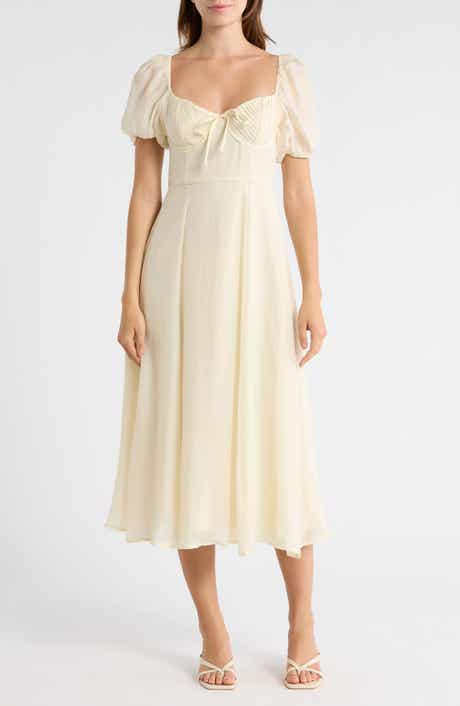 MOON RIVER Puff Sleeve Midi Dress