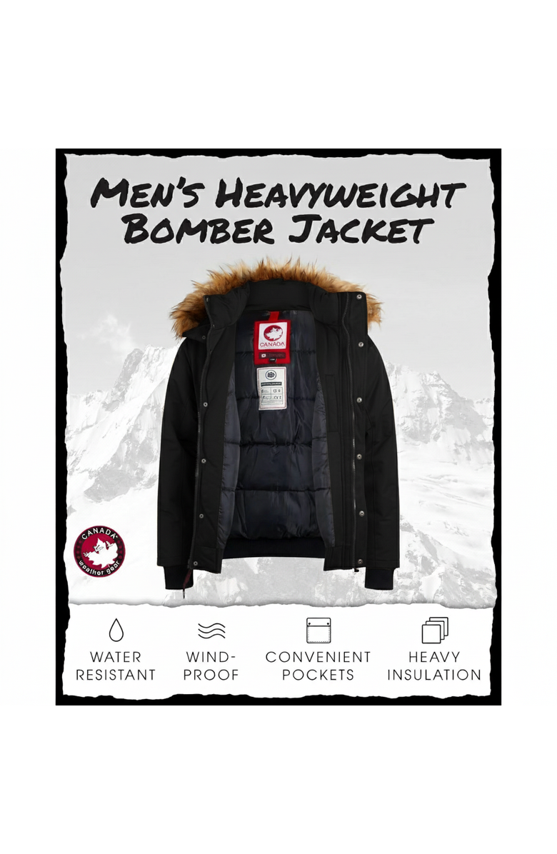 CANADA WEATHER GEAR Men's Heavyweight Bomber Jacket, Alternate, color, Black