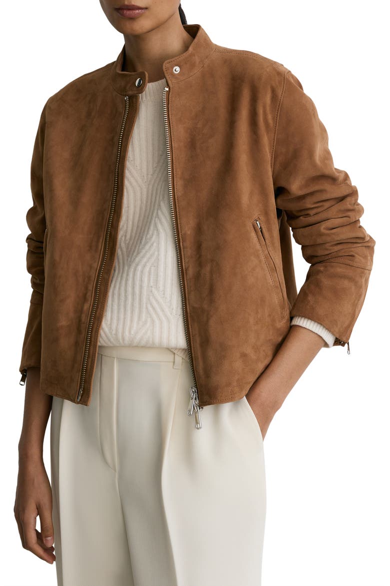 Erin Leather Jacket, Main, color, COGNAC BROWN