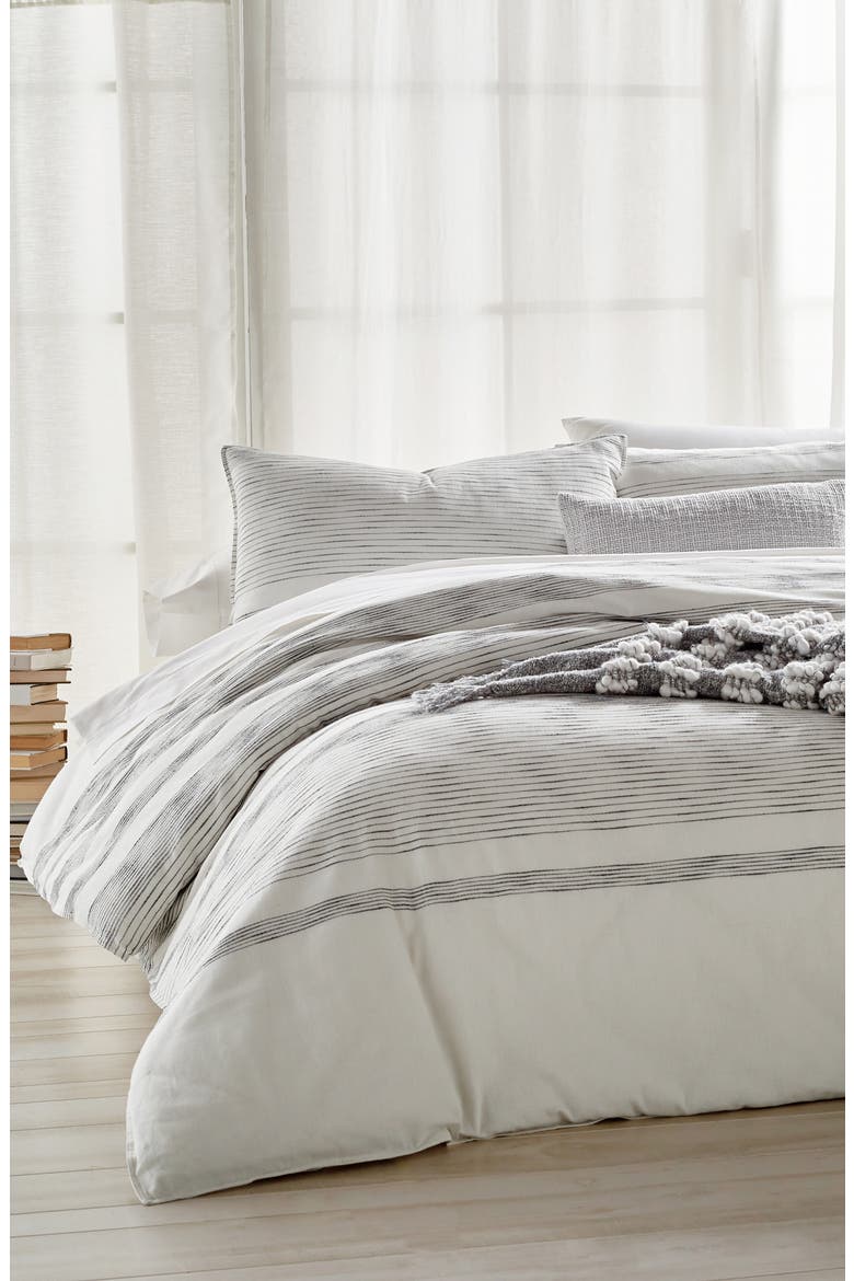 Pure Woven Stripe Duvet, Main, color, IVORY/ BLACK